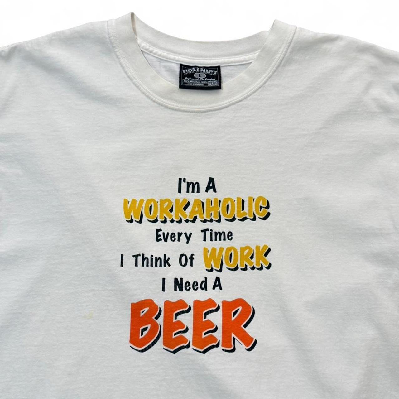 Vintage Y2K Beer Drinking Funny Joke Humour Novelty Alcohol Work T-shirt