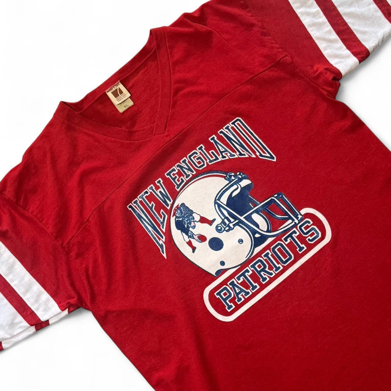 80s New England Patriots Football NFL Quarter Sleeve Jersey