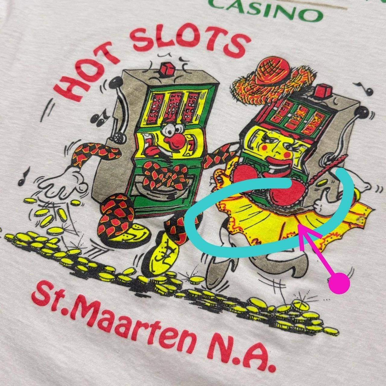 80s Coliseum Casino St Maarten Hot Slots Art Gambling Graphic T-shirt
