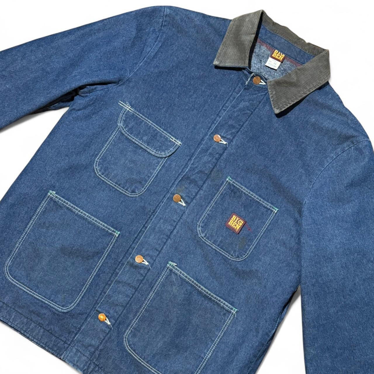 80s Big Ben Blue Denim Chore Coat Blanket Fleece Lined Jacket