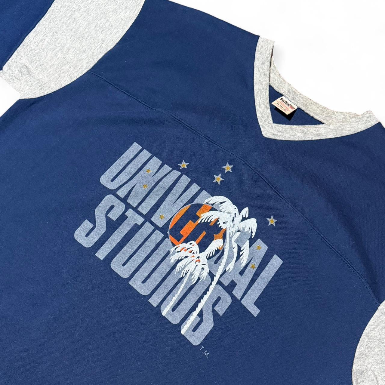 Vintage 80s Universal Studios Raglan V Neck Graphic Souvenir Ringer T-shirt