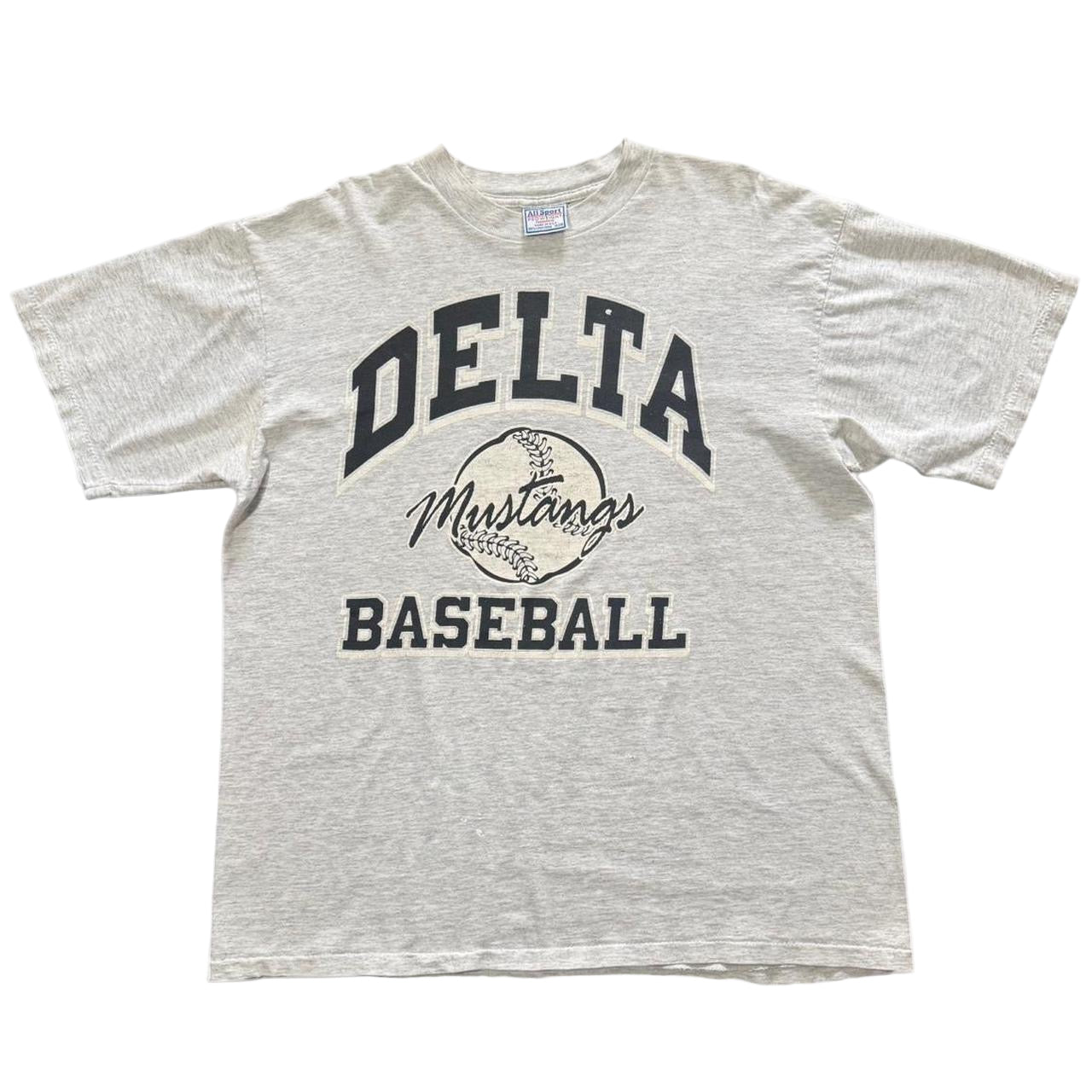 90s Heather Grey Delta Mustangs Reebok Retro Baseball Tee