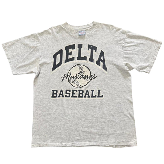 90s Heather Grey Delta Mustangs Reebok Retro Baseball Tee