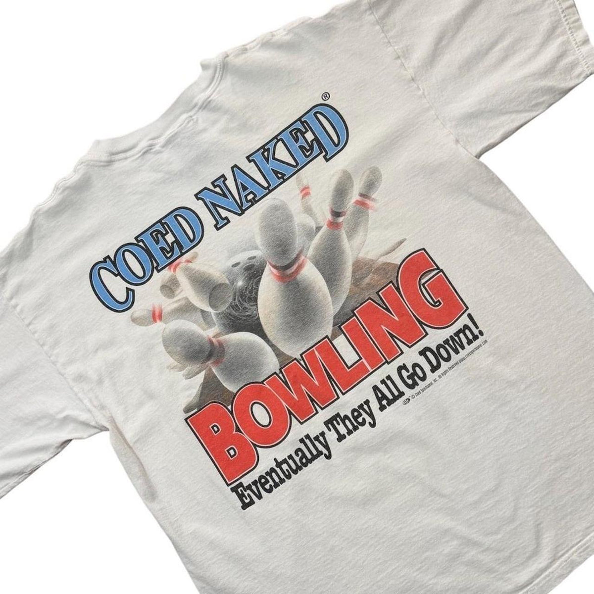 90s Coed Naked Bowling Lewd Adult Sex Joke Funny Sports Graphic T-shirt