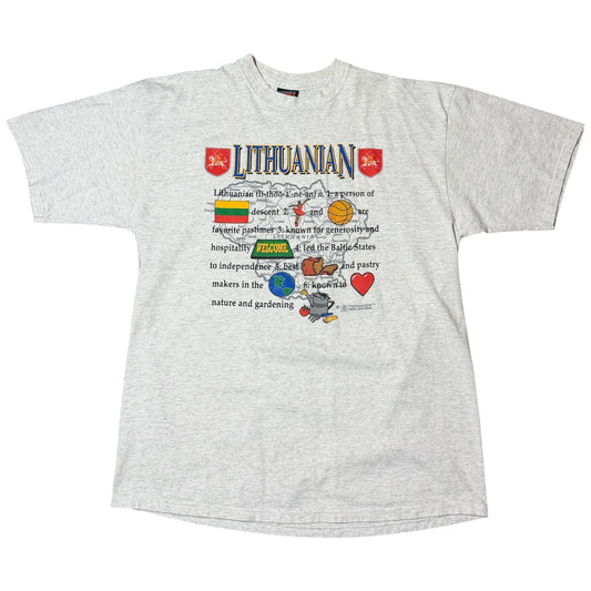 90s Lithuania Heritage Map Graphic Country Souvenir Tourist T-Shirt