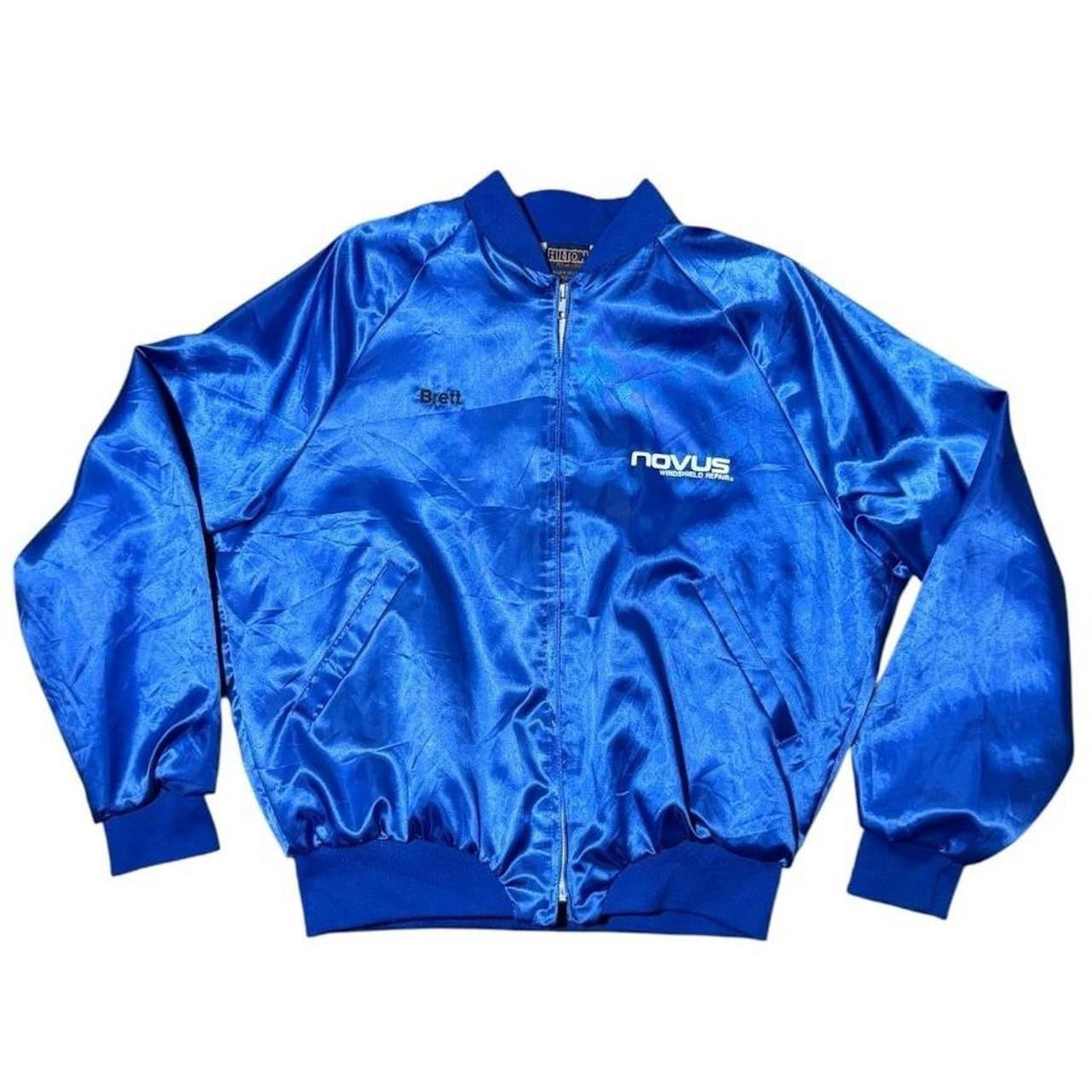 80s Hilton Novus Windshield Repair Auto Car Mechanic Satin Bomber Jacket