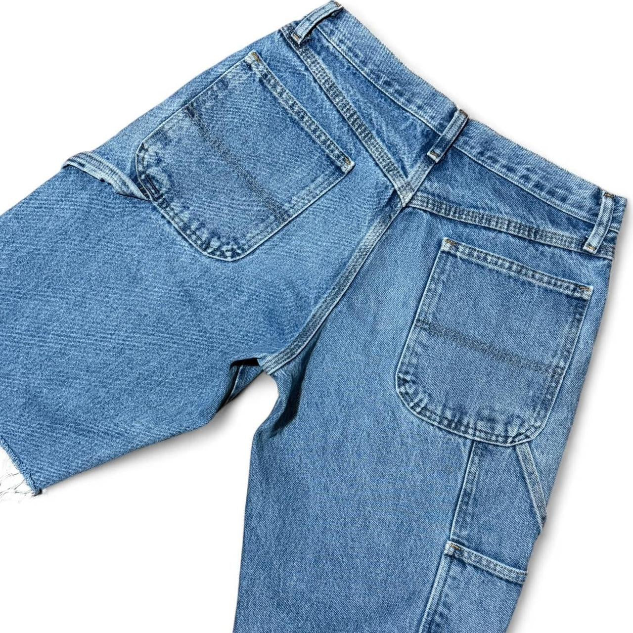 Vintage Rustler Blue Cutoff Carpenter Cargo Denim Jean Shorts