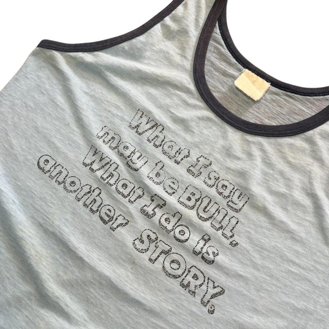 70s Baby Blue Funny Slogan Joke Novelty Quote Graphic Ringer Tank Top