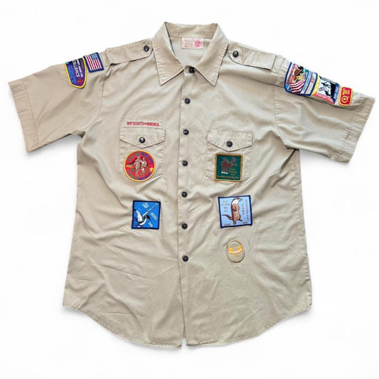 Vintage Boys Scouts Patched Uniform Shirt