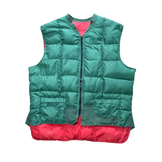 70s Reversible Red & Green Quilted Down Puffer Vest