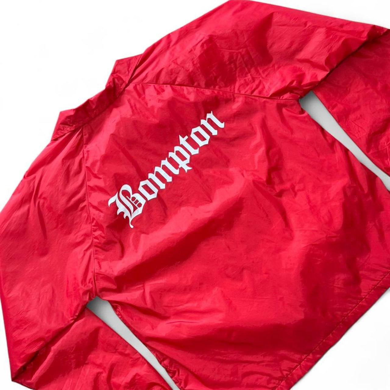 Y2K Bompton Hip Hop Rap LA YG Red Button Up Coaches Jacket Windbreaker