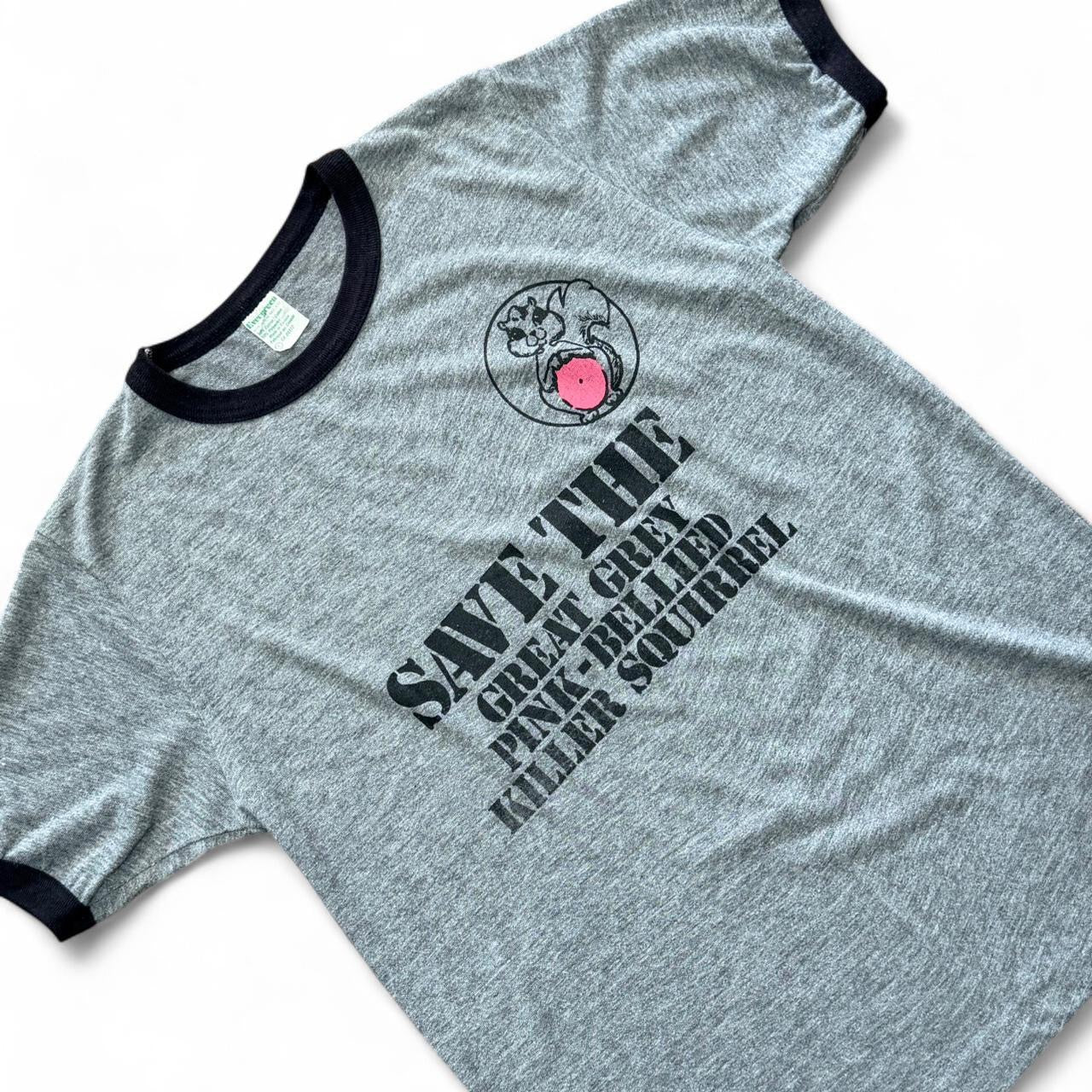 80s Pink Bellied Killer Squirrel Nature Animal Ringer T-shirt