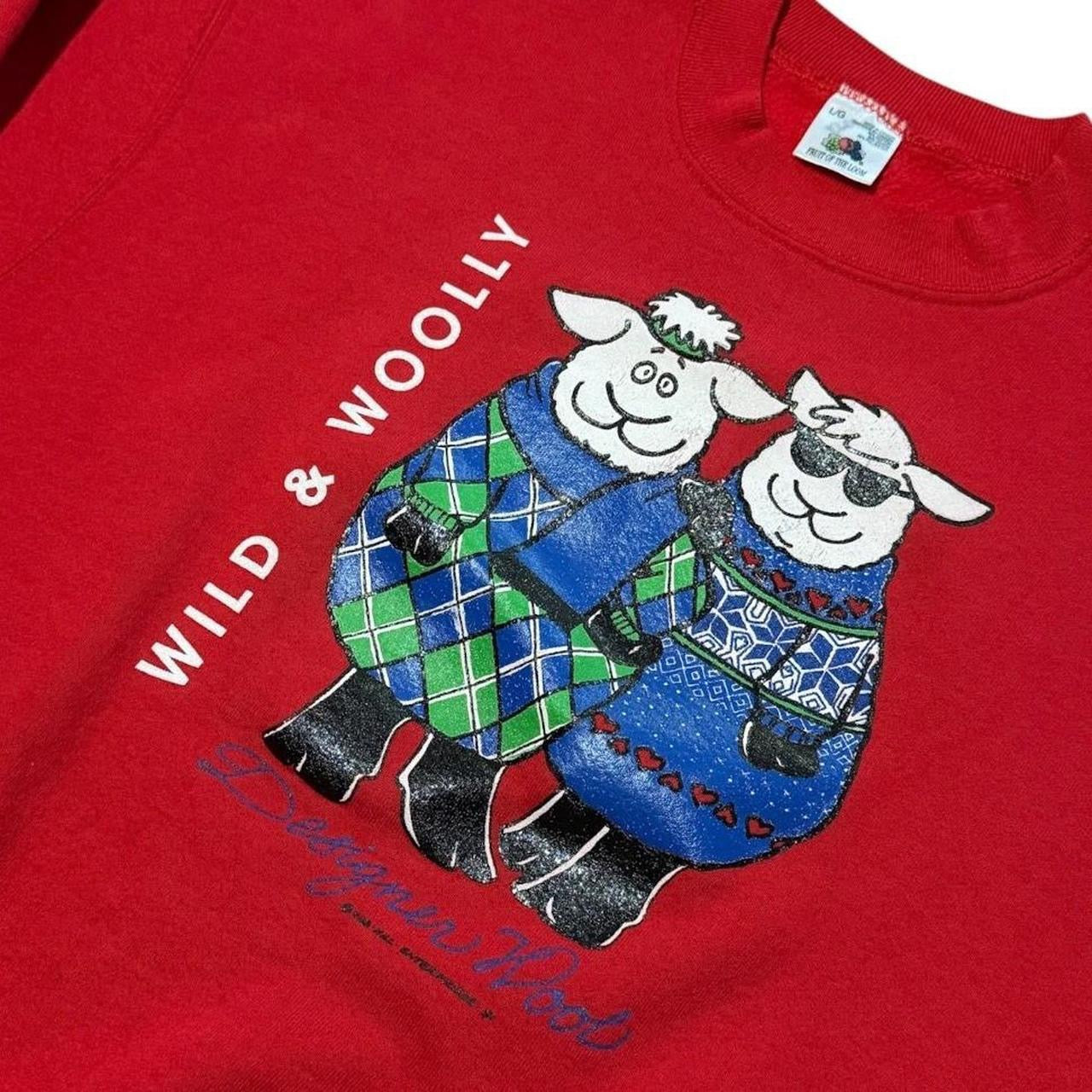 90s Wild & Woolly Sheep Animal Fashion Cute Lamb Art Crewneck Sweater