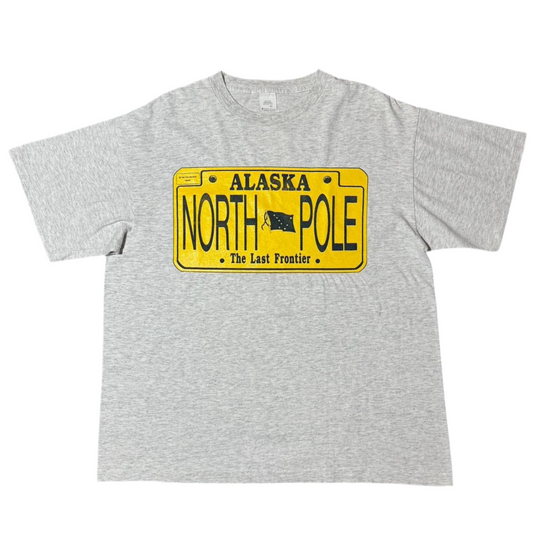 90s Grey Alaska North Pole The Last Frontier License Plate Tee