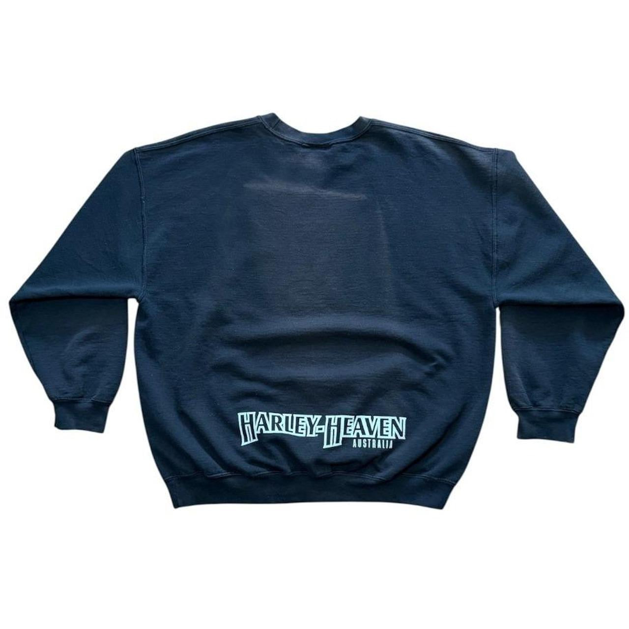 Harley Davidson Heaven Australia Faded Motorcycle Biker Logo Crewneck Sweater