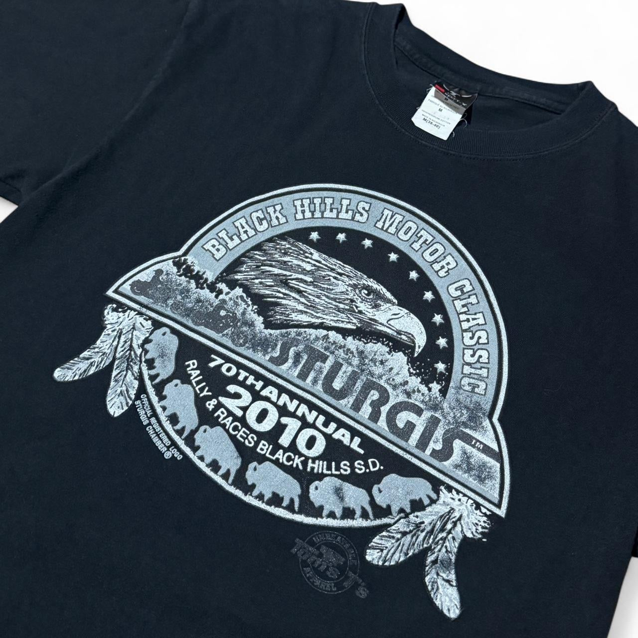 2010 Black Sturgis Motorcycle Biker Rally Eagle Glitter Graphic Tee