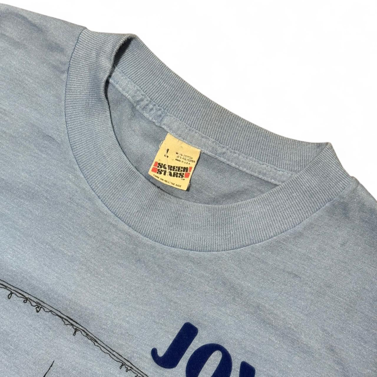 70s Baby Blue Felt Print MCFDA Sports Team Firefighters Joyce Tee