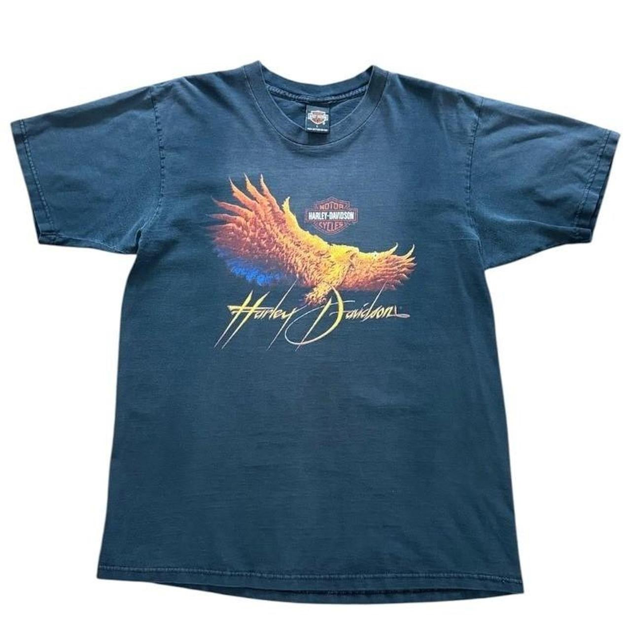 Vintage 90s Harley Davidson Alberta Canada Flame Eagle Biker Motorcycle T-shirt
