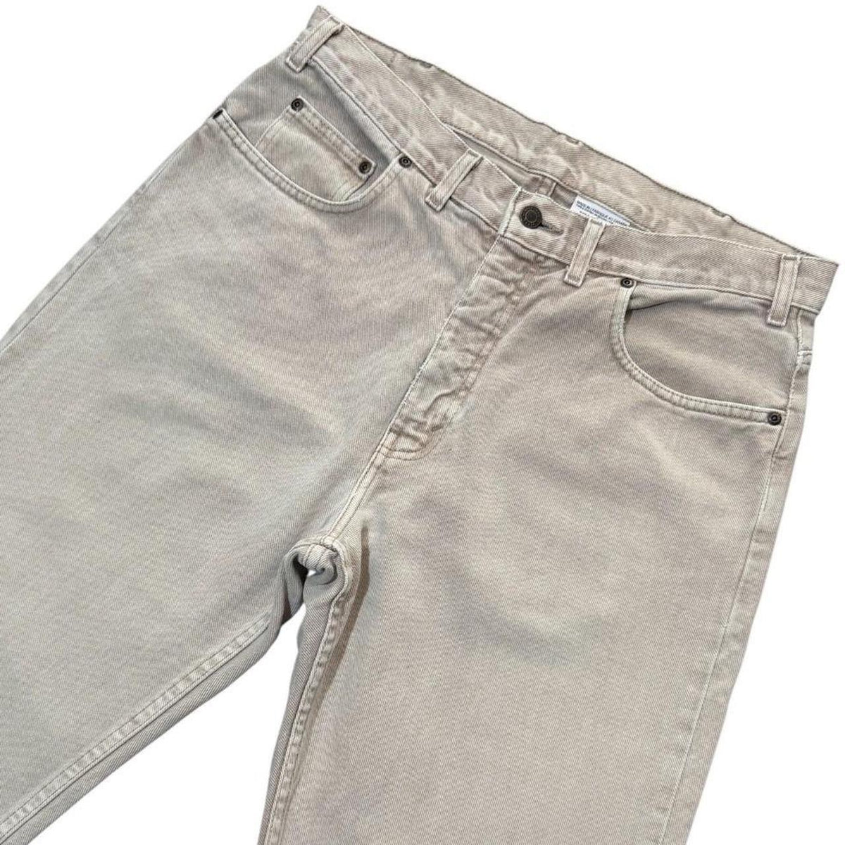 90s Kirkland Signature Mens Relaxed Jeans Beige Tan Stone Wash 34" Pants