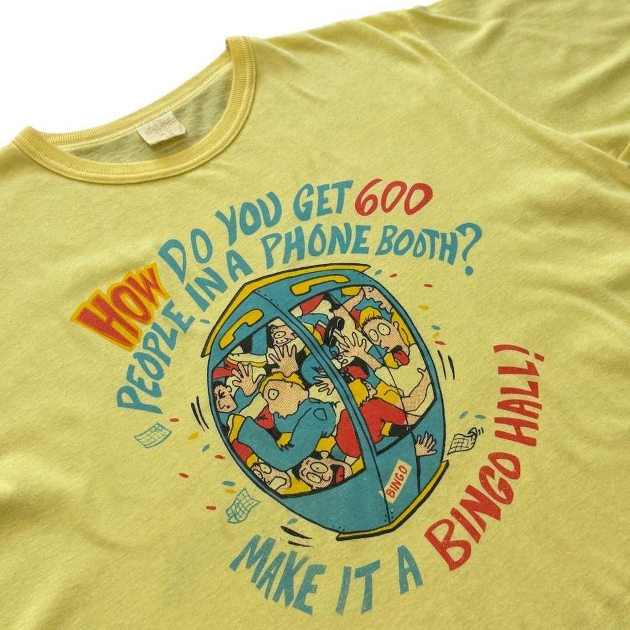 80s Bingo Hall Phone Booth Funny Retro Cartoon Art Joke Graphic T-Shirt