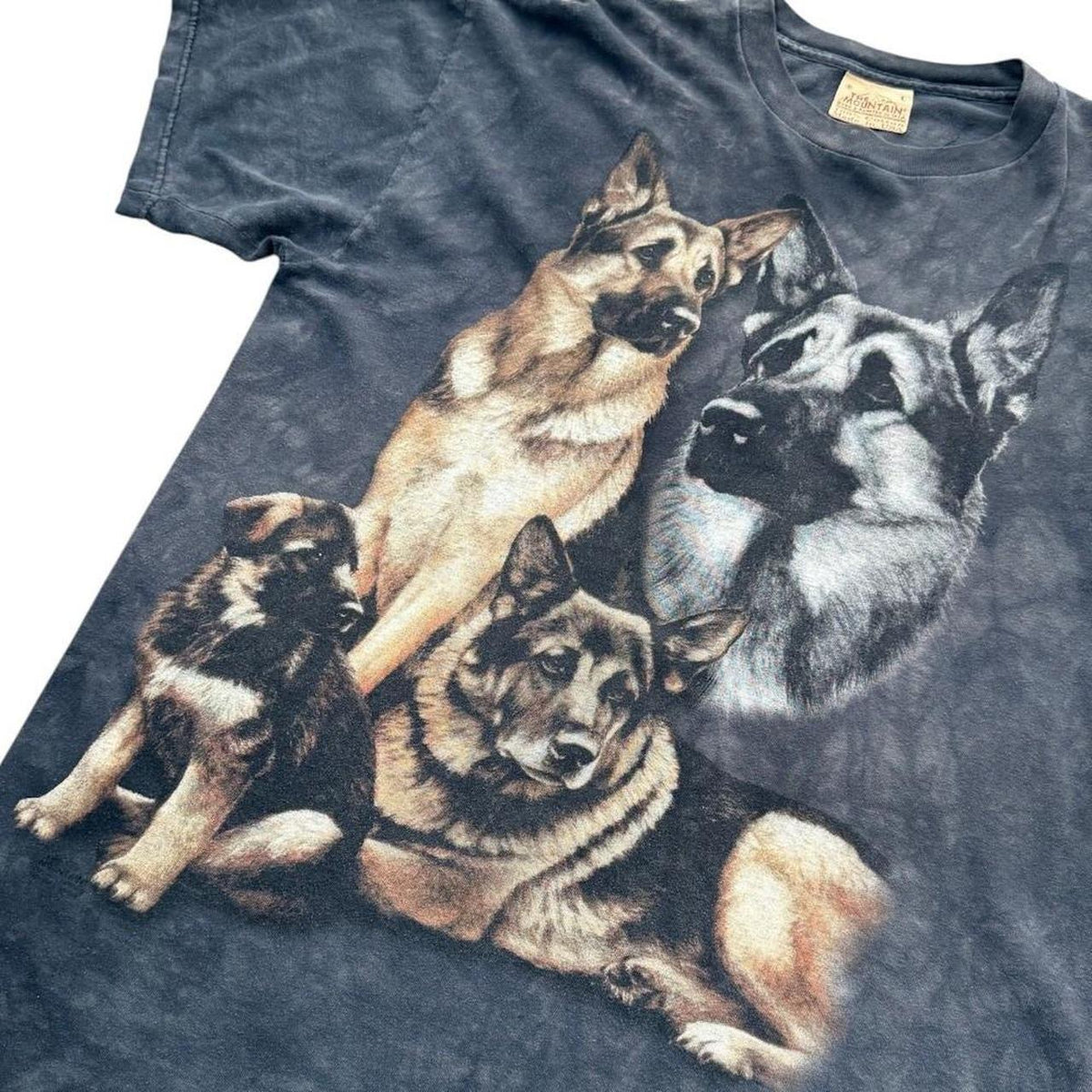 90s The Mountain German Shepherd Dog Puppy K9 Graphic Tie Dye T-shirt