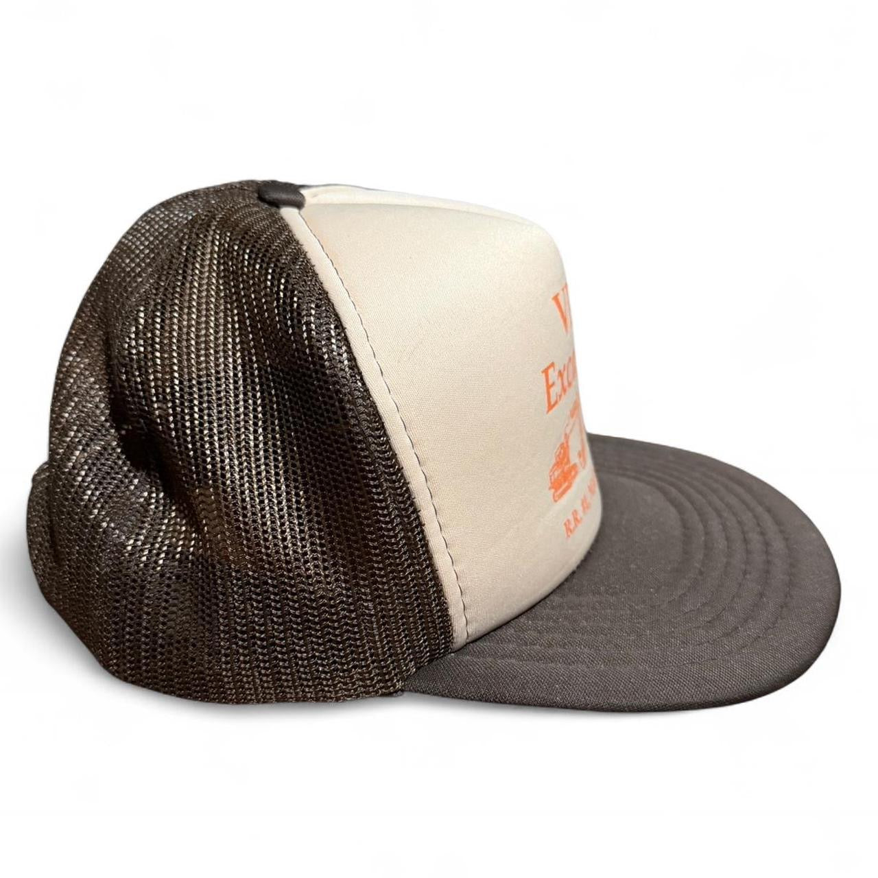 Vintage 90s Vic's Excavating Construction Trucker Mesh Retro Snapback Hat
