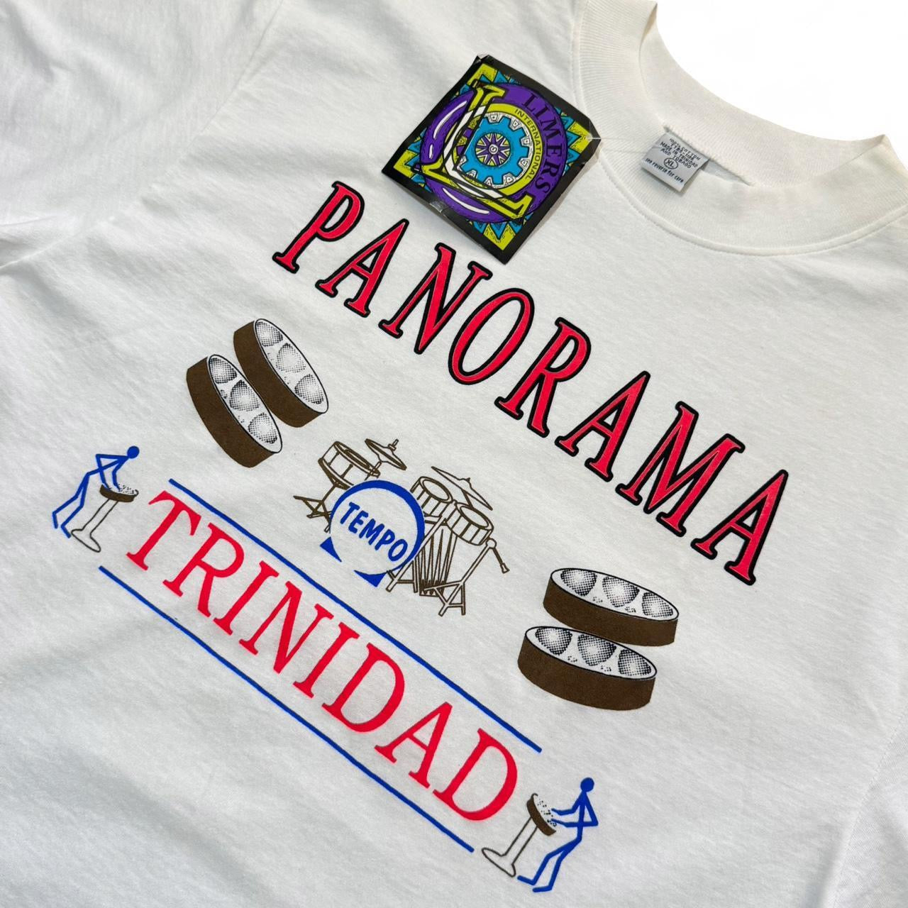 Vintage 90s Deadstock NWT Panorama Trinidad Tempo Drums Art Graphic T-shirt