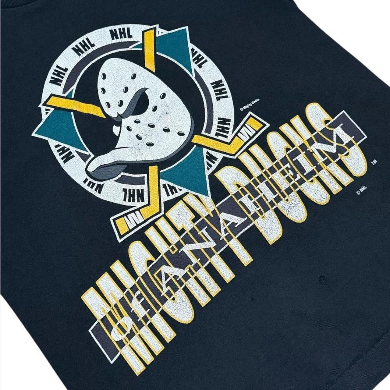 90s Anaheim Mighty Ducks NHL Hockey Sports Big Mask Logo Graphic T-Shirt