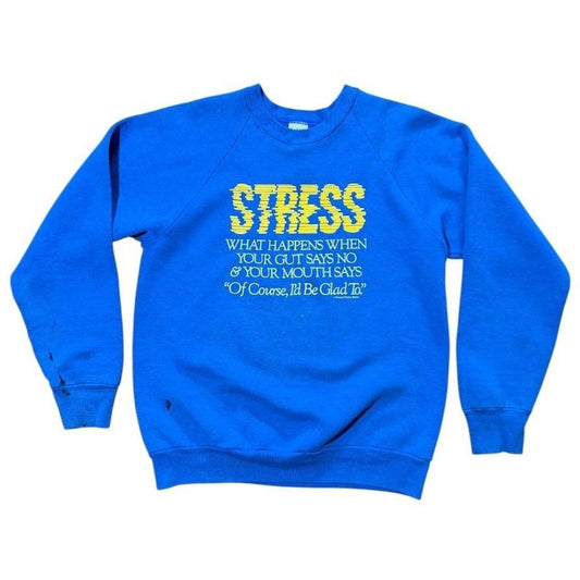 80s Stress Anxiety Funny Quote Slogan Graphic Raglan Crewneck Sweatshirt