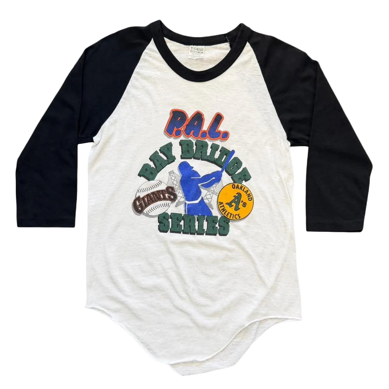 80s Oakland Athletics NY Giants Bay Bridge Series MLB Baseball Raglan