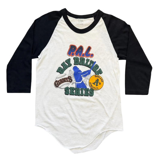 80s Oakland Athletics NY Giants Bay Bridge Series MLB Baseball Raglan