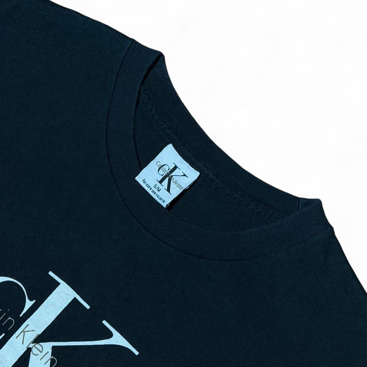 90s Black Calvin Klein Designer Graphic Logo Spellout Tee