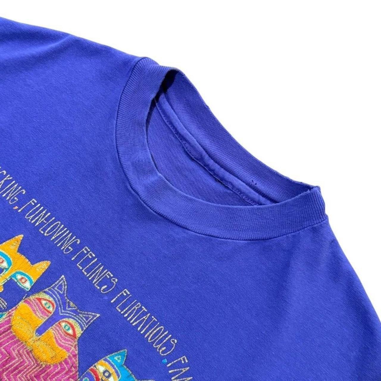 90s Cat Felines Kitty Glitter Laurel Burch Abstract Graphic Art T-shirt