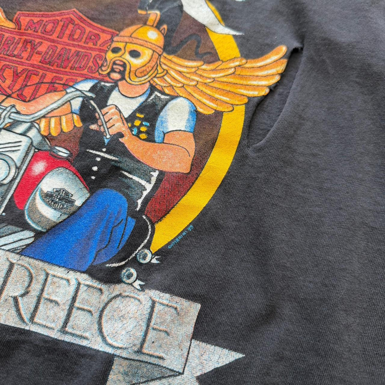 Vintage ‘93 Thrashed Harley Davidson Athens Greece Biker Motorcycle T-shirt