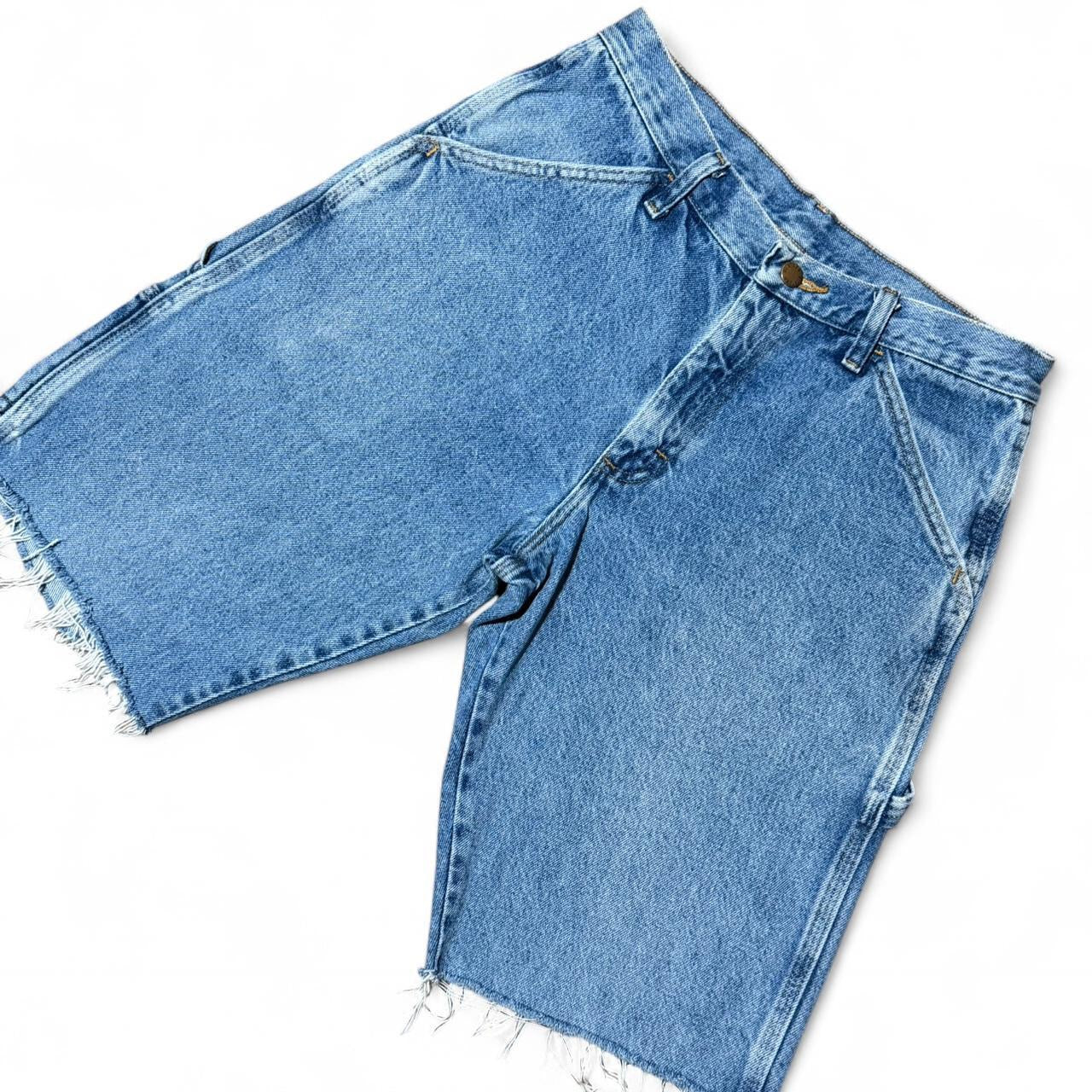 Vintage Rustler Blue Cutoff Carpenter Cargo Denim Jean Shorts