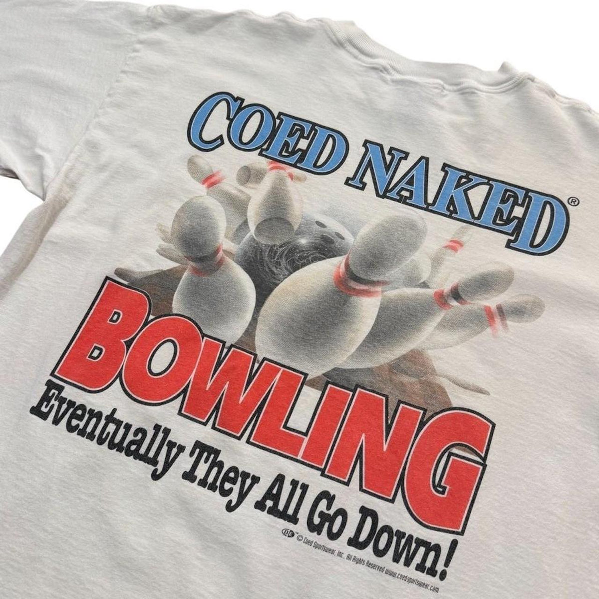 90s Coed Naked Bowling Lewd Adult Sex Joke Funny Sports Graphic T-shirt