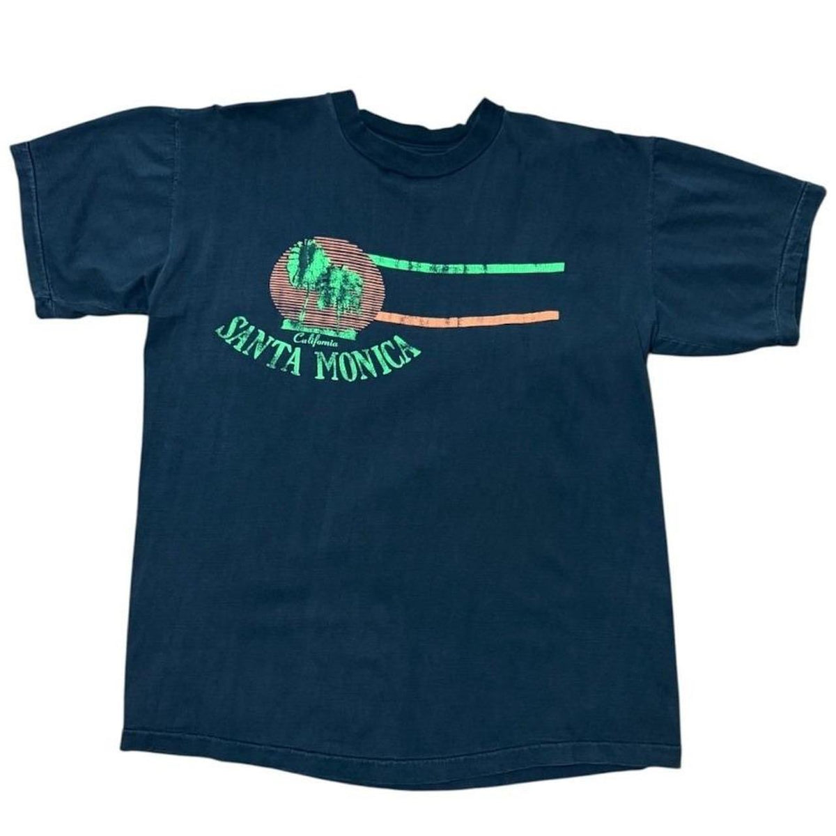 80s Santa Monica California Ocean Beach Surf Distressed Graphic T-shirt