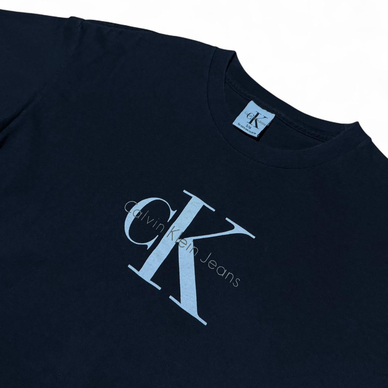90s Black Calvin Klein Designer Graphic Logo Spellout Tee