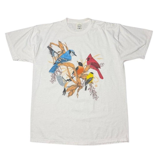 90s Birds Justice Tree Branch Nature Animal Aviary Art Graphic T-shirt