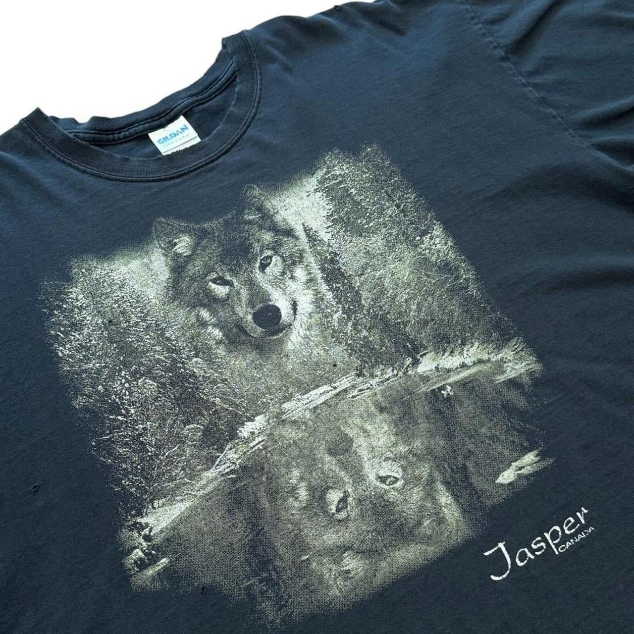 90s Jasper Canada Wolf Reflection Nature Animal Wolves Graphic T-shirt