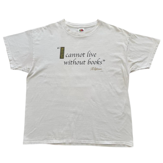Y2K Library of Congress Thomas Jefferson Quote “I Cannot Live Without Books” Tee