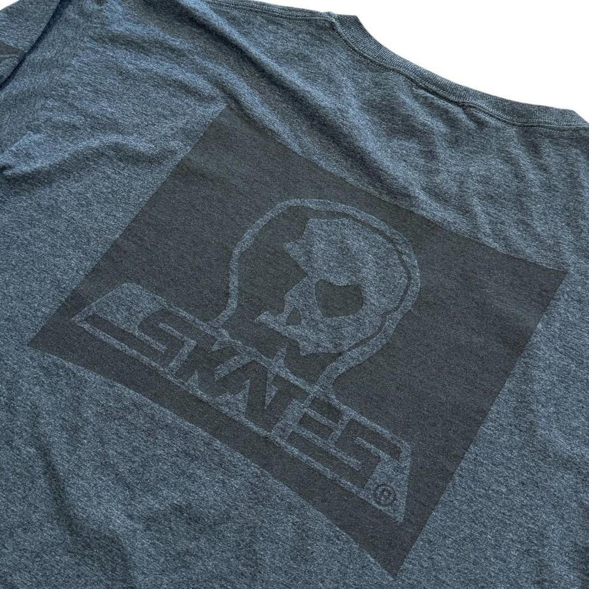 Y2K Skull Skates Long Sleeve Doublesided Charcoal Graphic Skater T-shirt