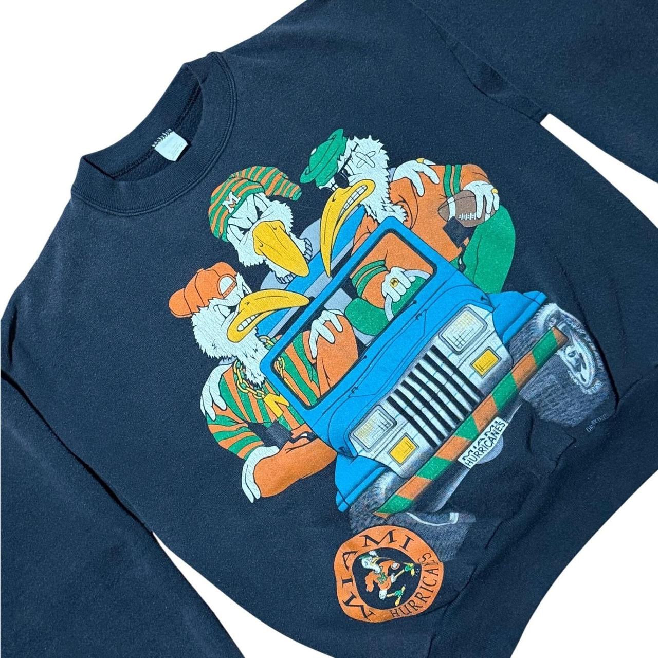 Vintage Miami Hurricanes Mascot NCAA Football Sports Pullover Graphic Crewneck