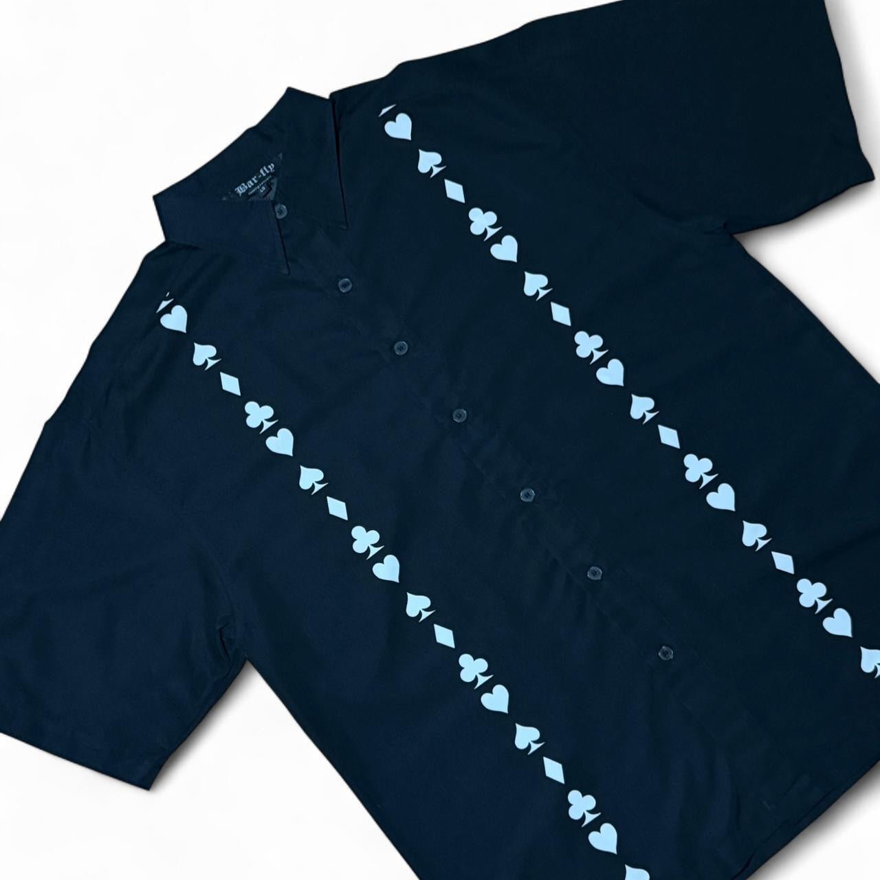 Y2K Poker Cards Gambling Casino Button Up Dress Shirt