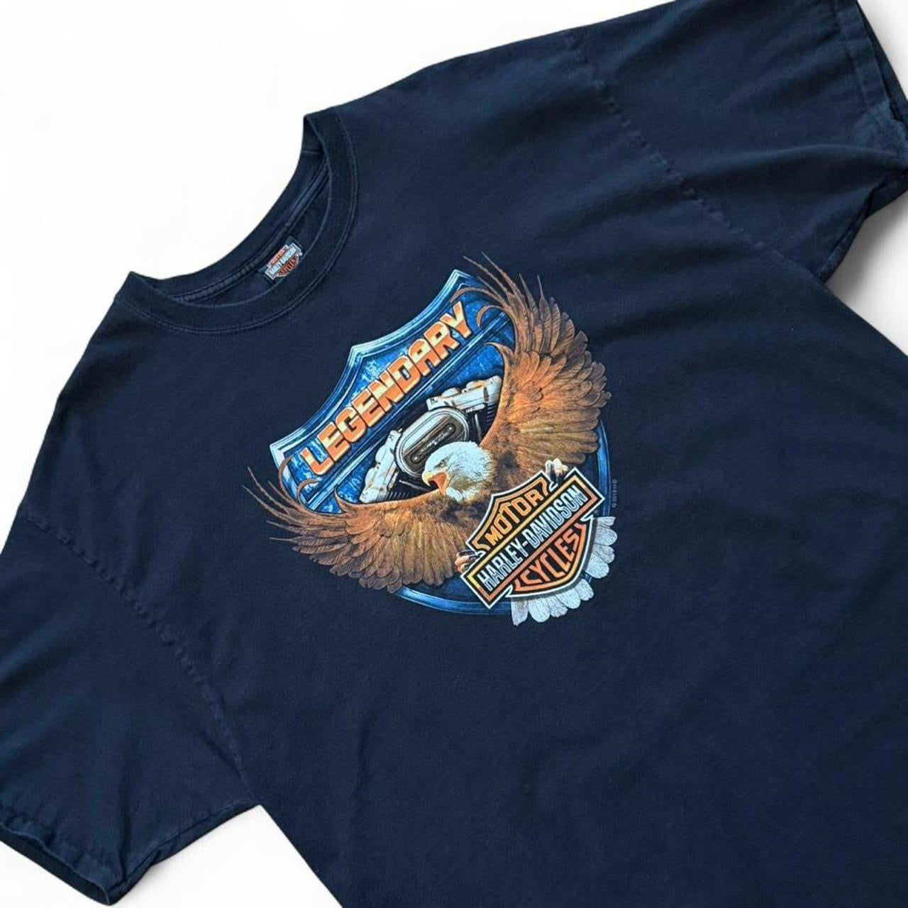 2014 Harley Davidson Legendary Motorcycle Biker Eagle Florida Graphic T-shirt
