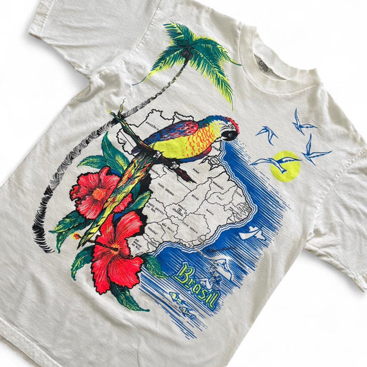 Vintage 90s Brazil Neon Parrot T-shirt