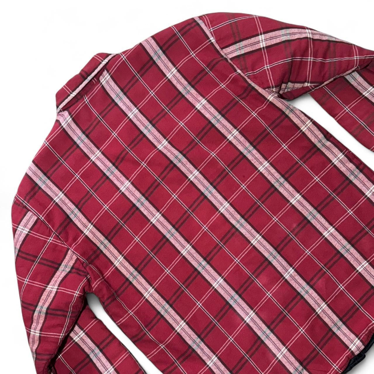 Y2K Quilted Inline Red Flannel Workwear Outdoors Button Up Jacket
