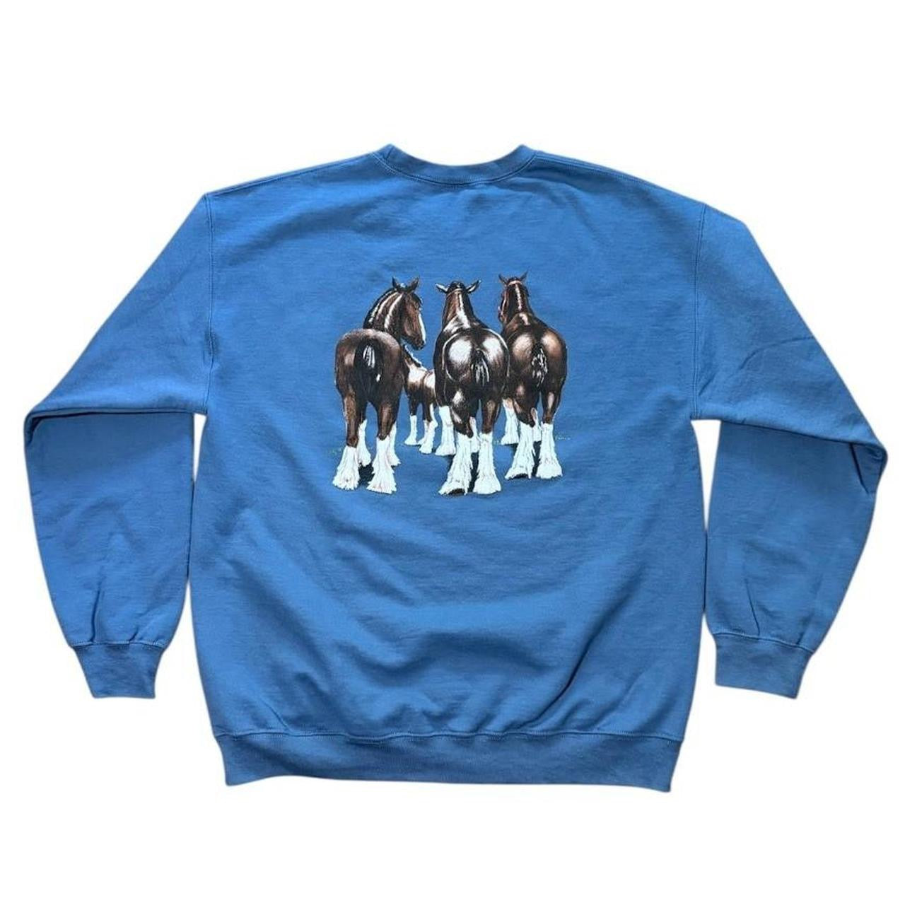 90s Clydesdale Horses Missouri Equestrian Animal Cowboy Crewneck Sweater