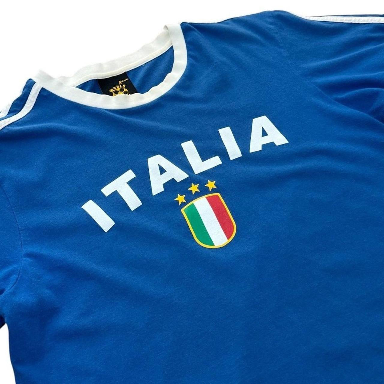 90s Y2K Italia World Soccer Team Ringer Graphic Sports Souvenir T-shirt