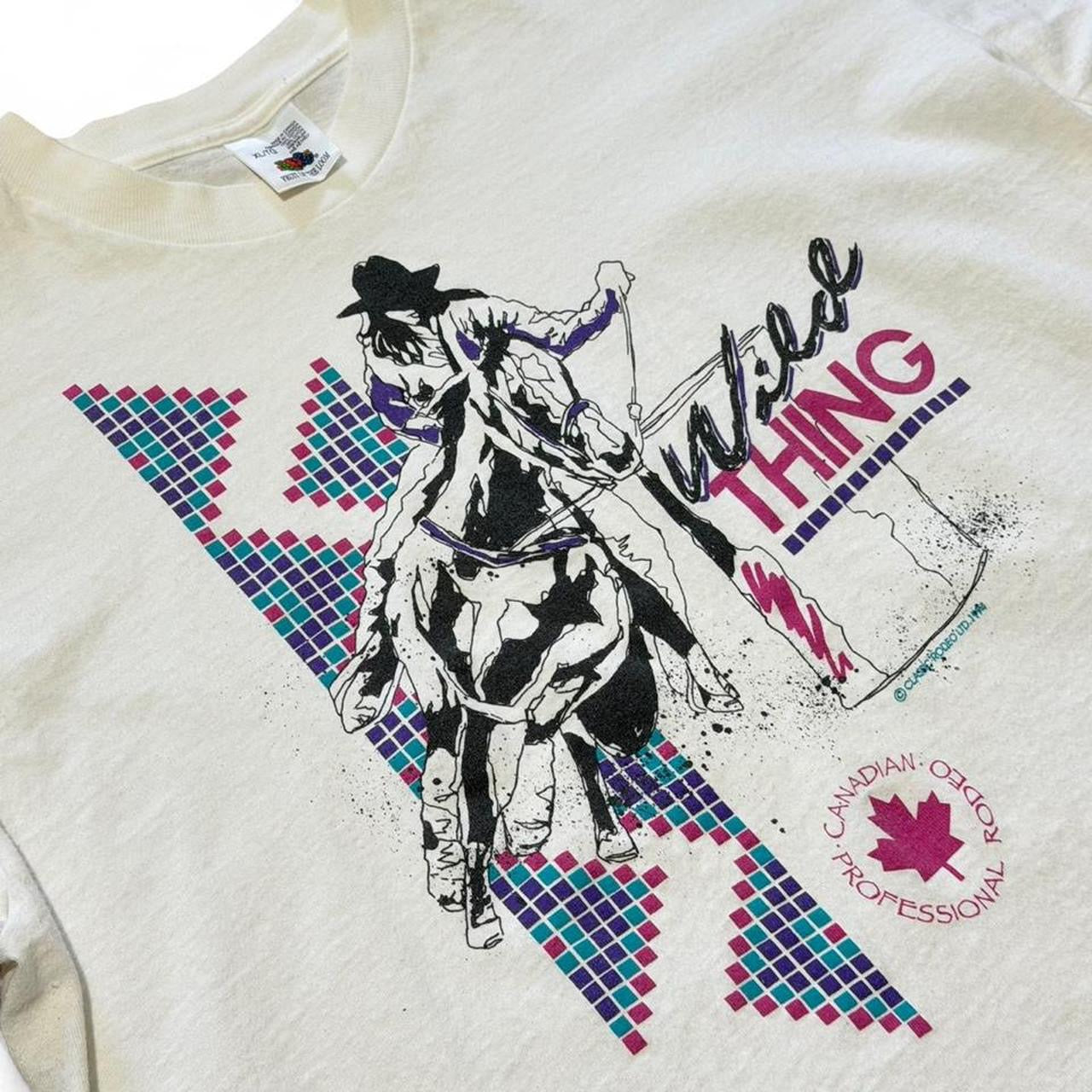 Vintage 90s Canadian Rodeo Wild Thing Cowboy Cowgirl Country Western T-shirt